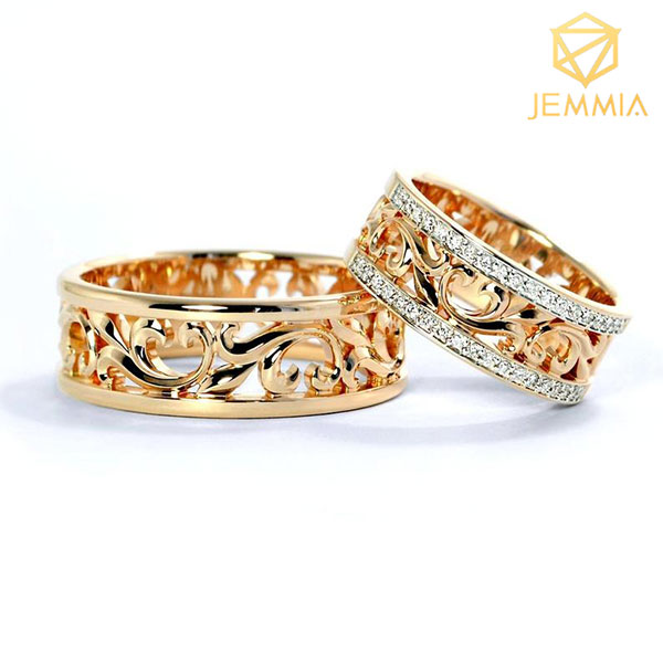 Cặp nhẫn cưới 24K Jemmia phong cách cổ điển