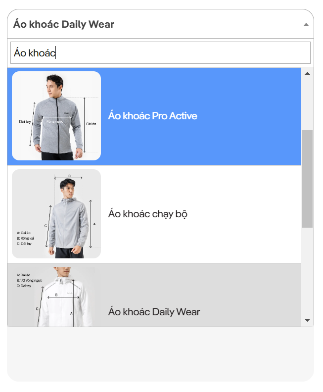Lựa chọn loại sản phẩm mà bạn muốn mua