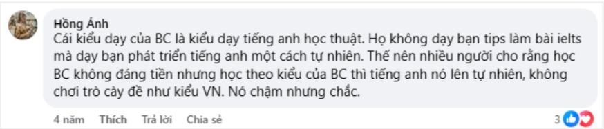 phản hồi của trung tâm Ielts uy tín tại hà nội - British Council