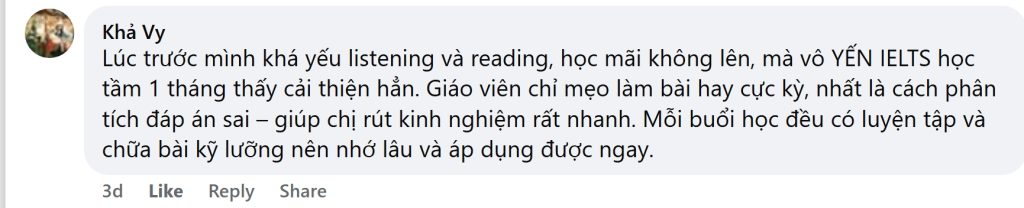 phản hồi của trung tâm Ielts uy tín tại hà nội - ILA ielt